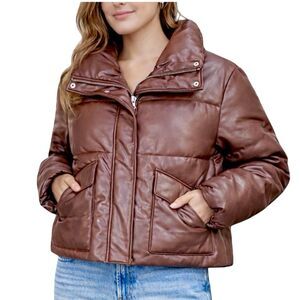 Pistola Donovan Faux Leather Puffer Jacket - Size Large